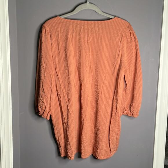 Polygram Brown Cinched Blouse Size Large - Picture 6 of 9